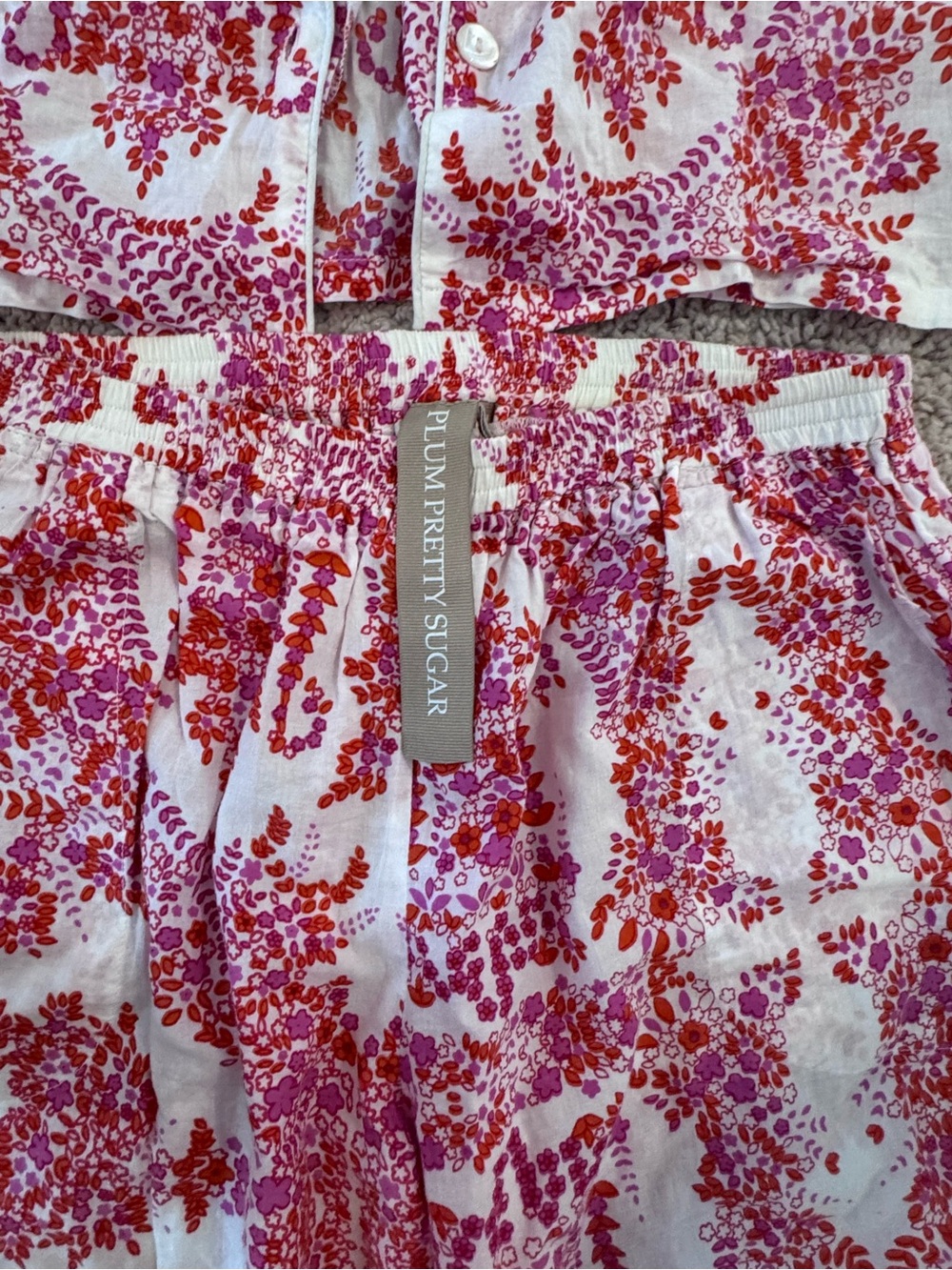 Plum Pretty Sugar Pink and Red Floral Pajama Pant Set - Medium - Picture 4 of 4
